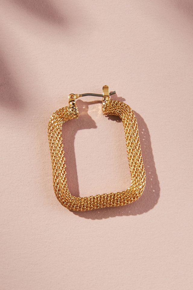 Textured Rectangular Hoop Earrings #1