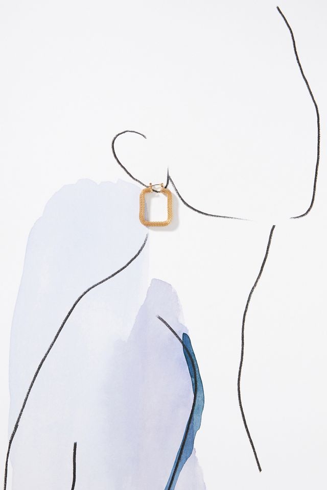 Textured Rectangular Hoop Earrings #2