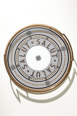 The Bistro Tile Round Stoneware Tray