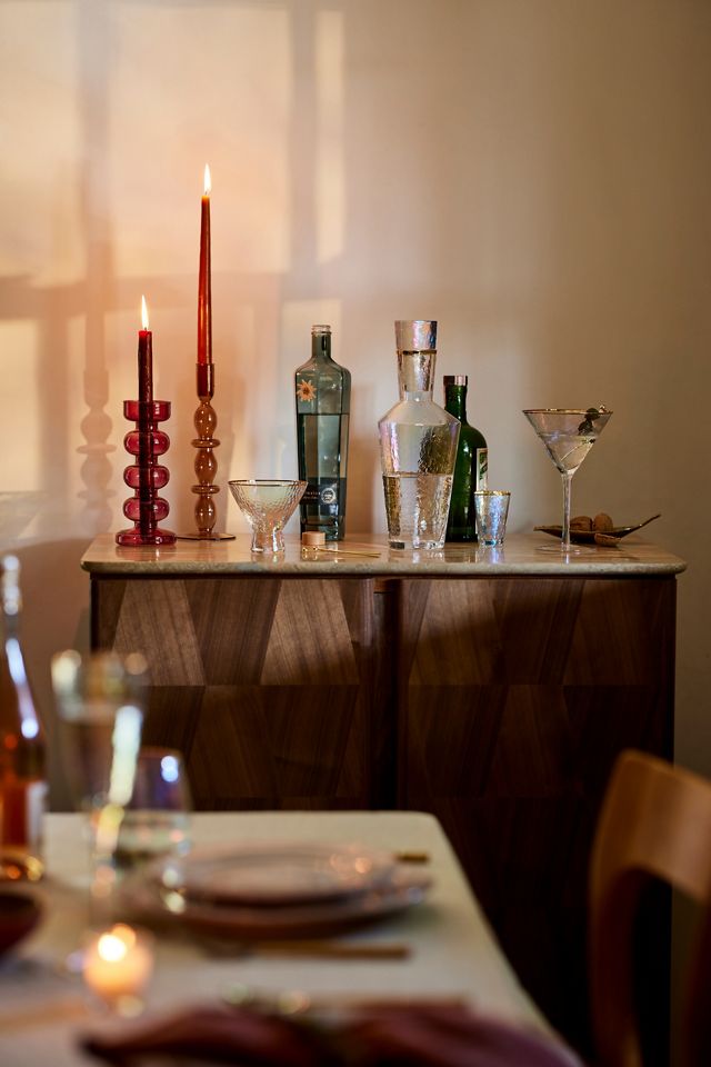 Jett Walnut Wood Marble-Top Bar Cabinet #6