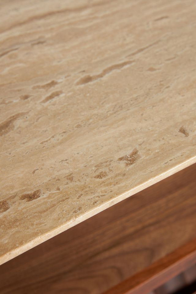 Jett Walnut Wood Marble-Top Bar Cabinet #4