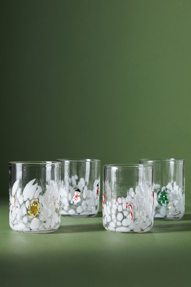 Festive Icon Juice Glasses, Mixed Set of 4