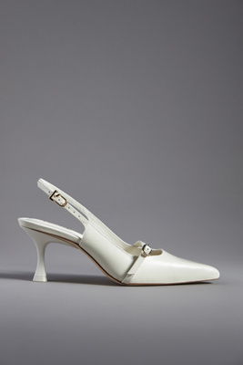 Larroude Women's Ines 60mm Leather Slingback Pumps In Ivory