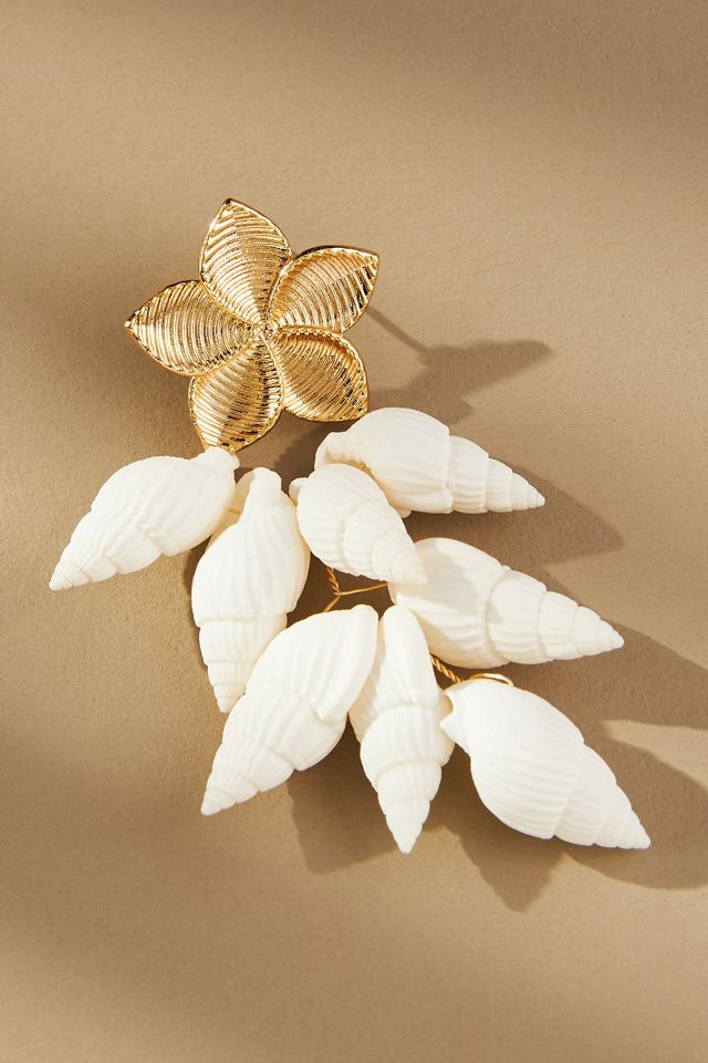 Floral Shell Drop Earrings #1