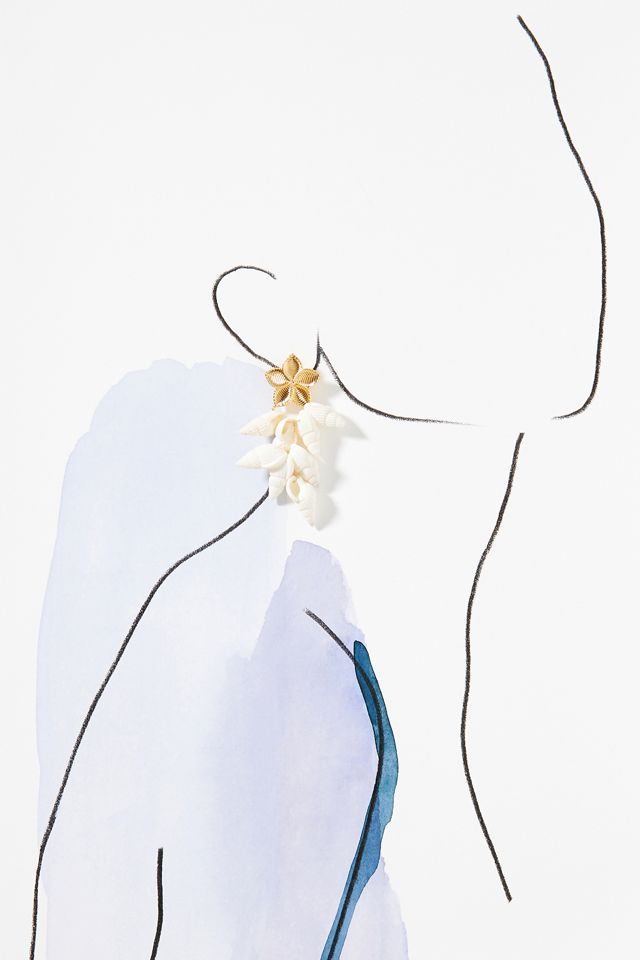 Floral Shell Drop Earrings #2
