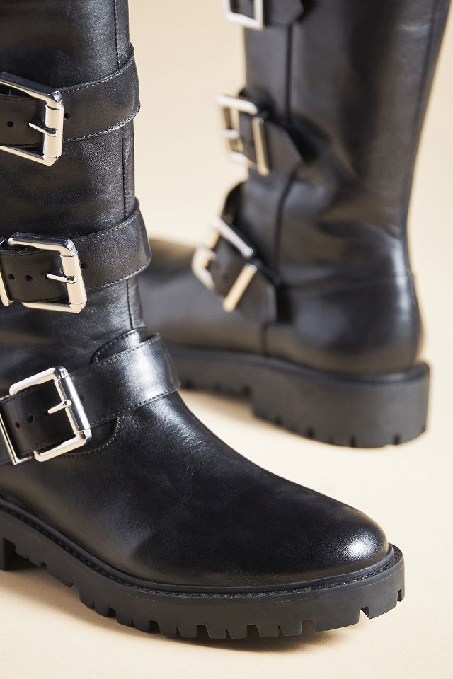 Schutz Georgina Leather Buckle Boots