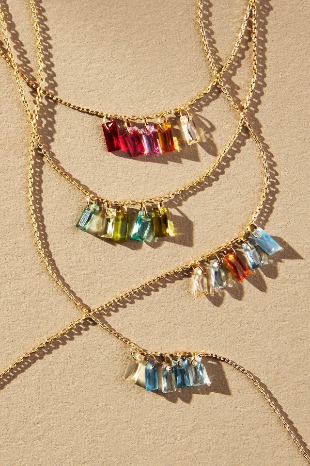 Multi-Color Stone Charm Necklace