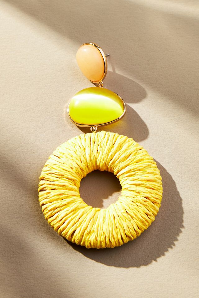 Stone Raffia Drop Earrings #2