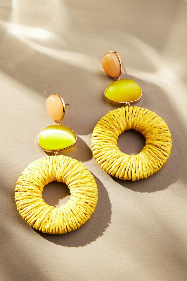 Stone Raffia Drop Earrings #1