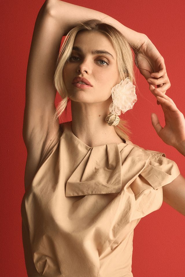 Flower Raffia Ball Drop Earrings #3