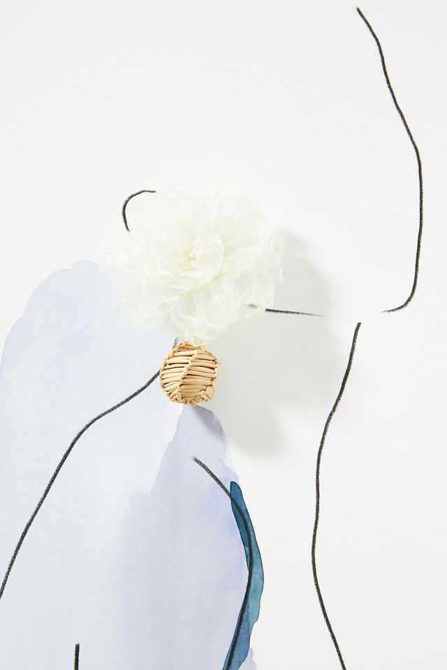 Flower Raffia Ball Drop Earrings #2
