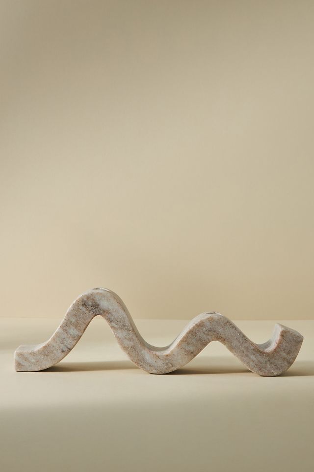 Curved Marble Taper Candle Holder #1