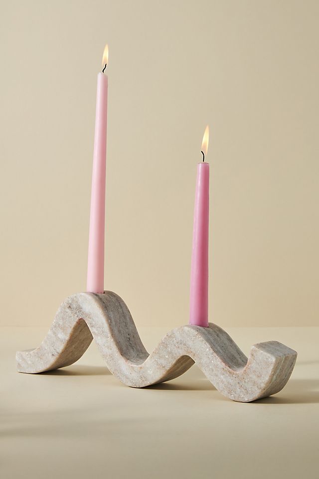 Curved Marble Taper Candle Holder