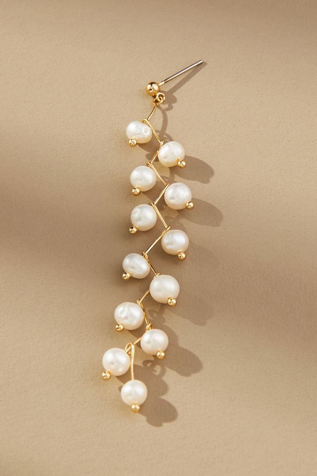 Zig Zag Pearl Drop Earrings #1