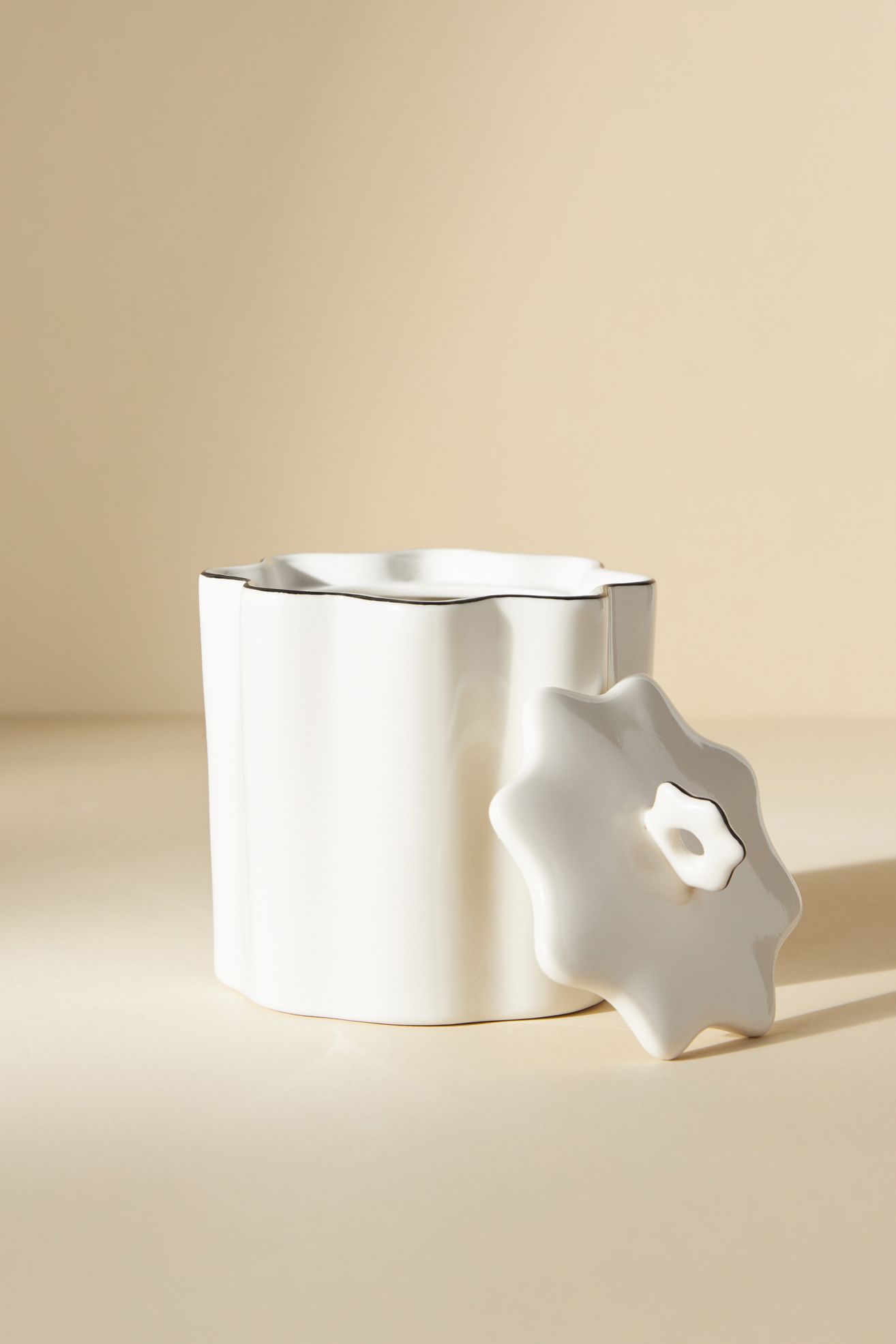Le Marais Scalloped Bath Jar - Cream + Black Trim, One Size