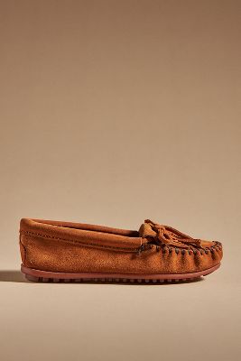 Shop Minnetonka Kilty Moccasins In Brown