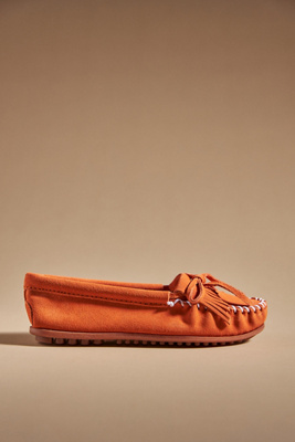 Shop Minnetonka Kilty Moccasins In Orange