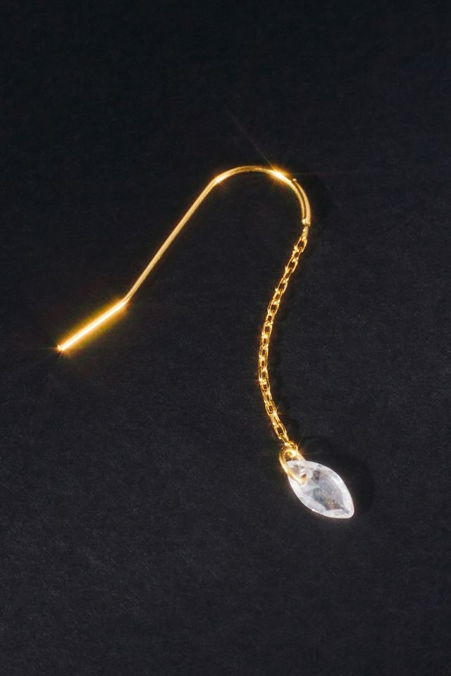 Delicate Threaded Oval Crystal Earrings #1