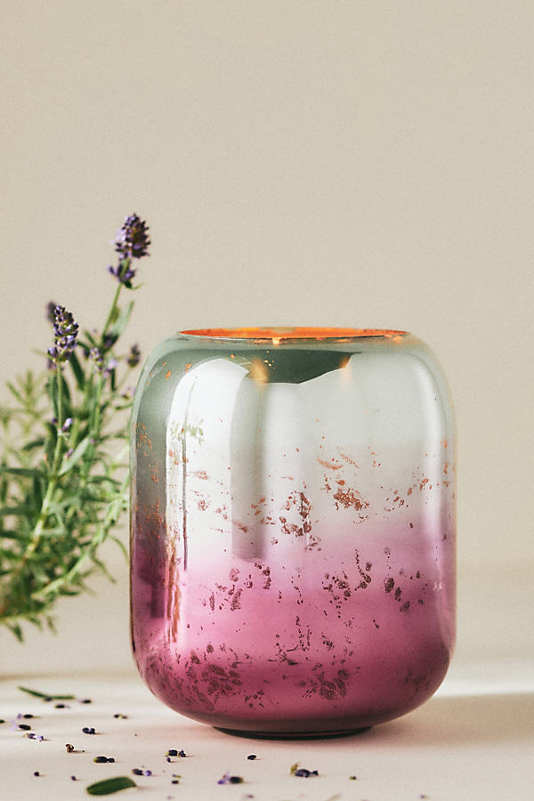 Metallic Ombre Lavender Balsam Fresh Floral Glass Candle