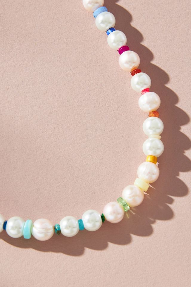 Beaded Rainbow Pearl Necklace #1