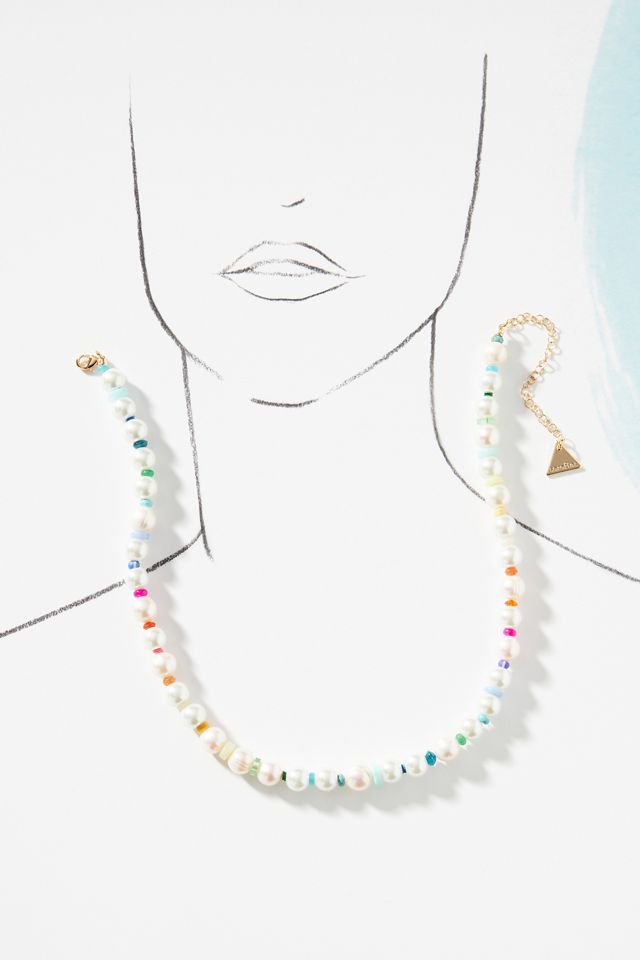 Beaded Rainbow Pearl Necklace #2