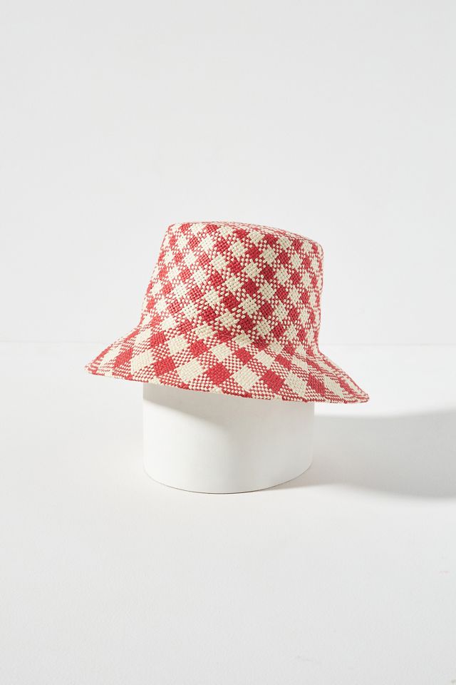 Checked Straw Bucket Hat #3