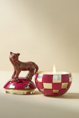 Anthropologie Circus Blackberry Balsam Woody Fruity Glass Tiger Candle