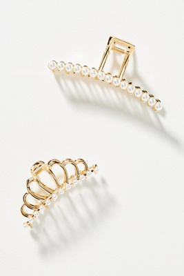 New?Anthropologie- Pearl and Gold Hair Clip Collection Anthropologie Lot Pearl Necklace & Hair Clips Set White Gold  main image 3