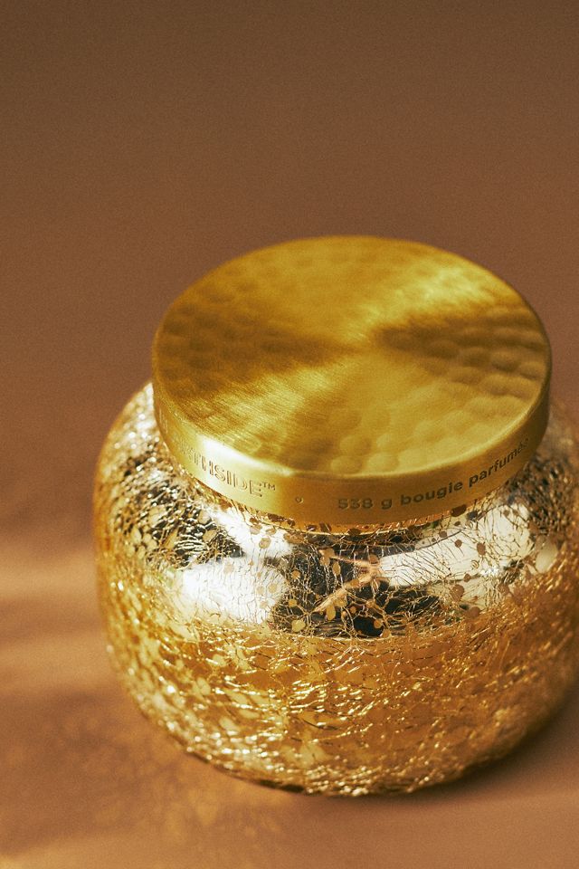 Capri Blue Hearthside Gold Crackle Glass Jar Candle #1