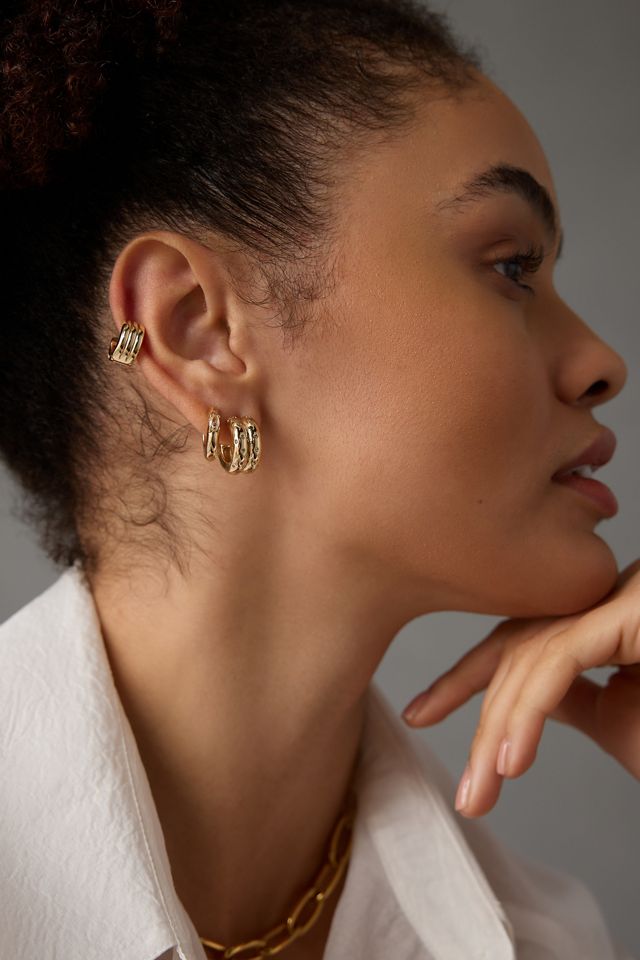 Chunky Huggie Earrings, Set of 3 #1