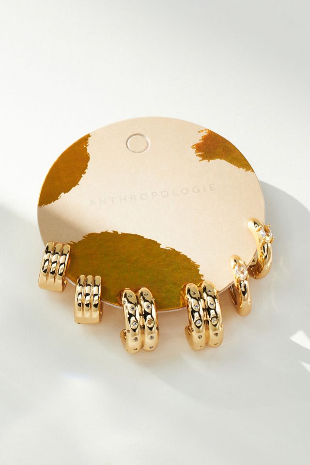 Chunky Huggie Earrings, Set of 3 #2