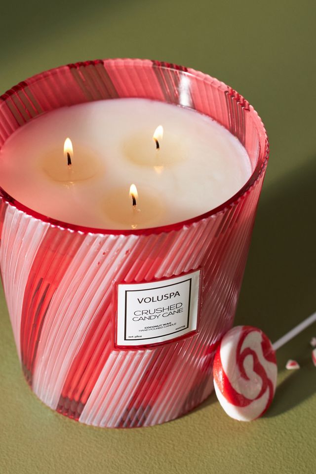 Voluspa Crushed Candy Cane Hearth Glass Candle #2