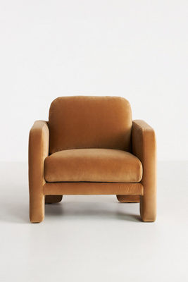 Anthropologie Velvet Lawson Chair In Gold