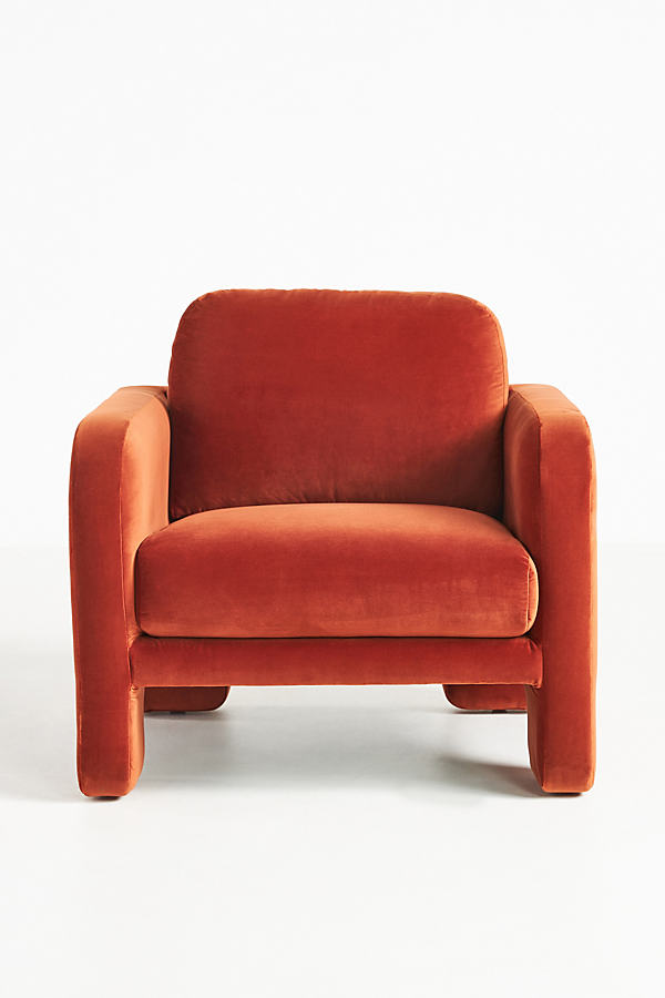 Anthropologie Velvet Lawson Chair In Orange