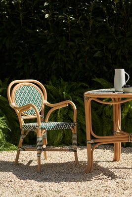 Coastal Rattan Indoor/Outdoor Bistro Chairs, Set of 2