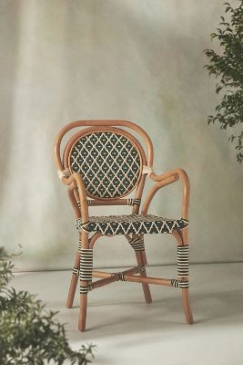 Anthropologie Set Of 2 Coastal Rattan Bistro Chairs In Green