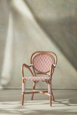 Anthropologie Set Of 2 Coastal Rattan Bistro Chairs In Pink
