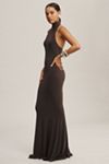Shona Joy High-Neck Stratus Lace Slim Maxi Dress
