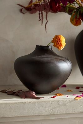 Organic Ceramic Vase, Short Charcoal