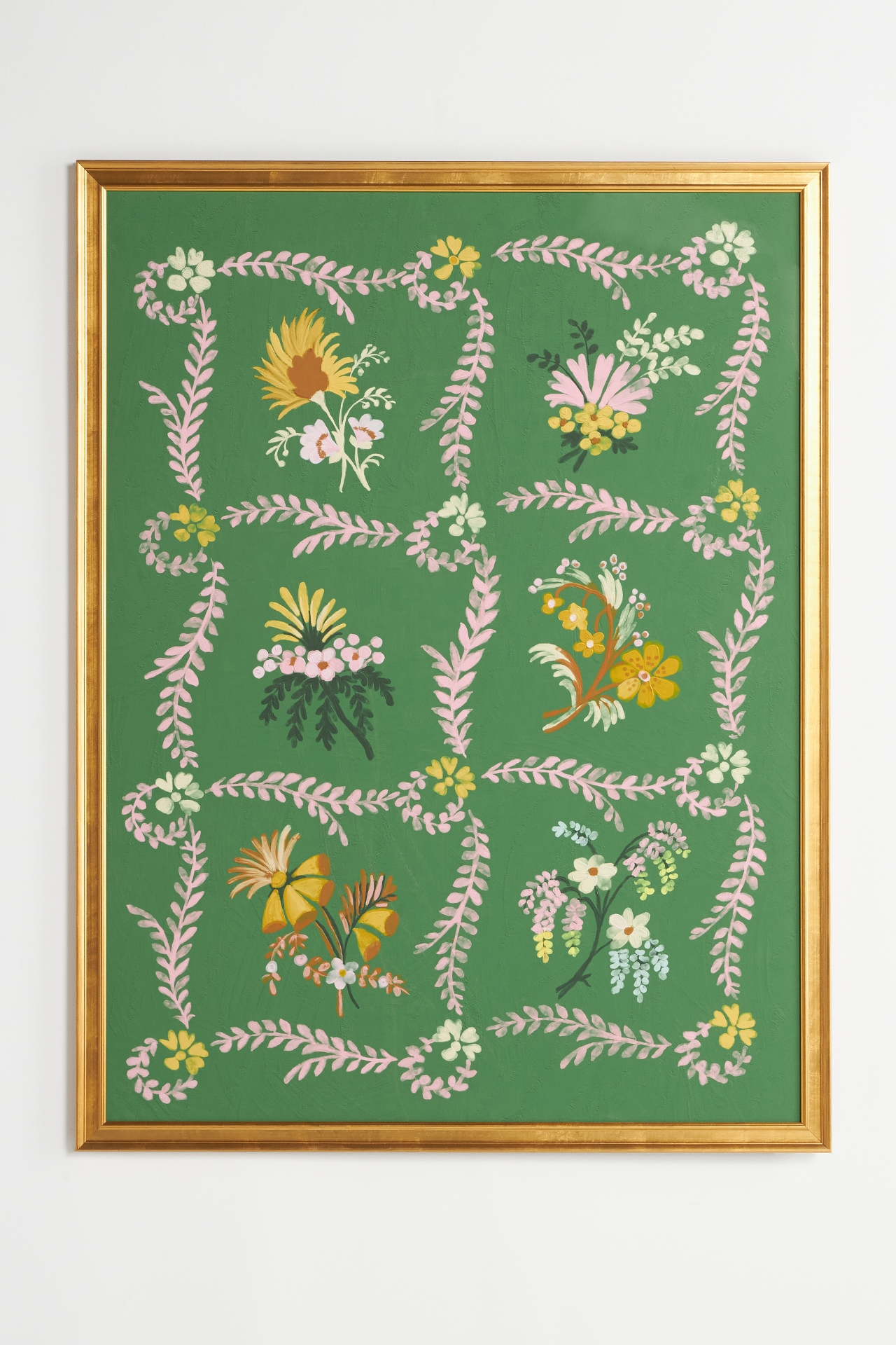 Flowers on Green Wall Art