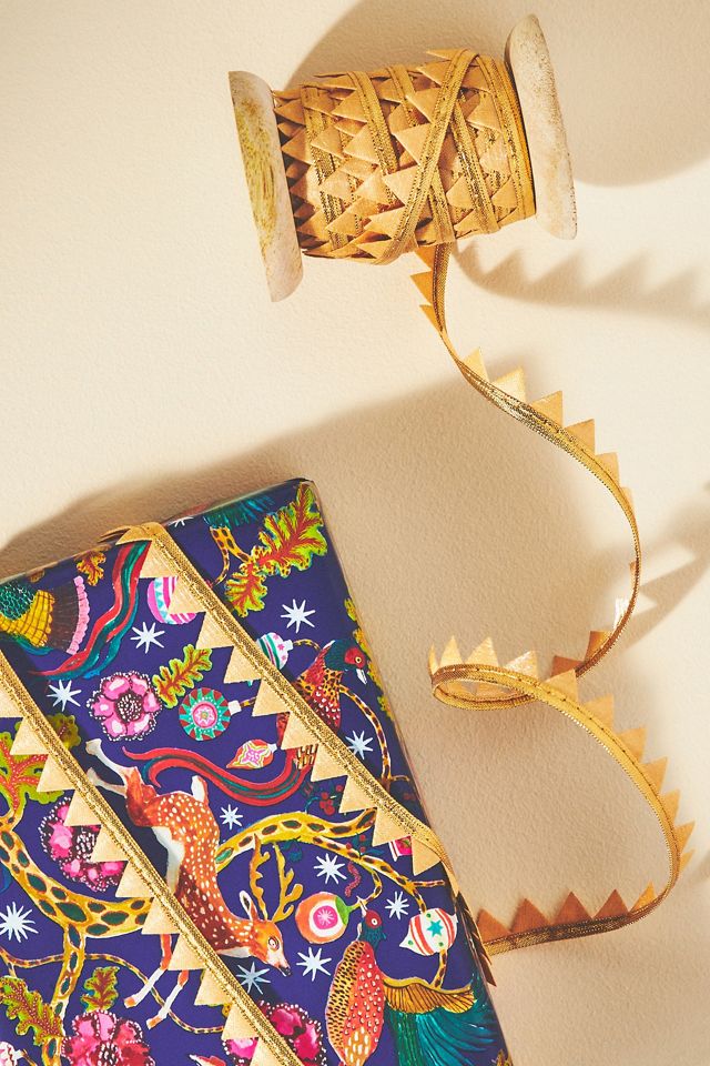 Metallic Gold Trim Gift Wrap Ribbon #1