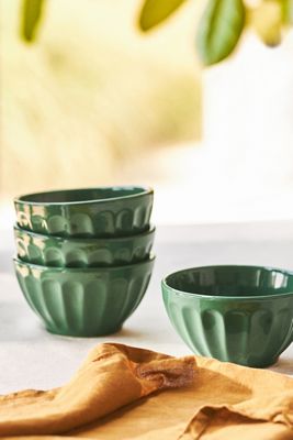Amelie Latte Portuguese Stoneware Cereal Bowls, Set of 4