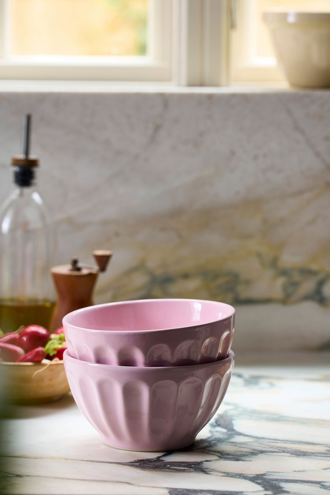 The Amelie Latte Stoneware Cereal Bowls, Set of 4 - Petal, Set Of 4