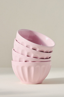 Anthropologie The Latte Stoneware Cereal Bowls, Set Of 4: Amelie Edition