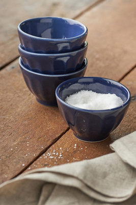 Anthropologie Amelie Latte Stoneware, Set Of 4, Portuguese Mini Bowls In Blue