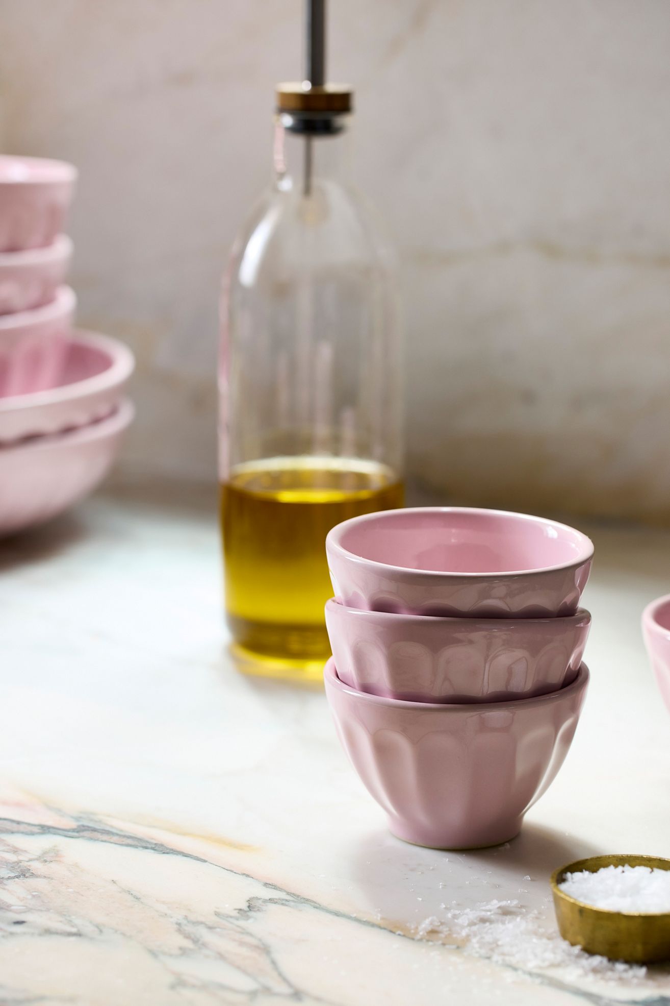 The Amelie Latte Stoneware Nut Bowls, Set of 4 - Petal, Set Of 4