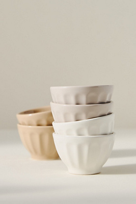 Amelie Latte Portuguese Stoneware Nut Bowls, Set of 6 (Assorted Neutrals)