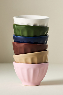 Anthropologie Amelie Assorted Latte Mini Bowls, Set Of 6