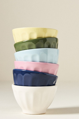 Anthropologie The Latte Stoneware Nut Bowls, Assorted Set Of 6: Amelie Edition