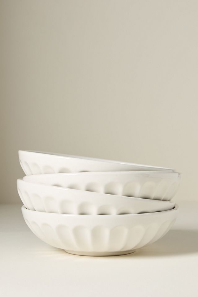 Amelie Latte Portuguese Stoneware Pasta Bowls, Set of 4
